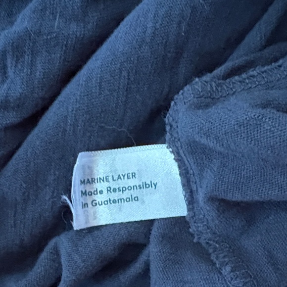 Marine Layer Men's Navy Tee with Multicolor Striped Pocket Large - Picture 7 of 10